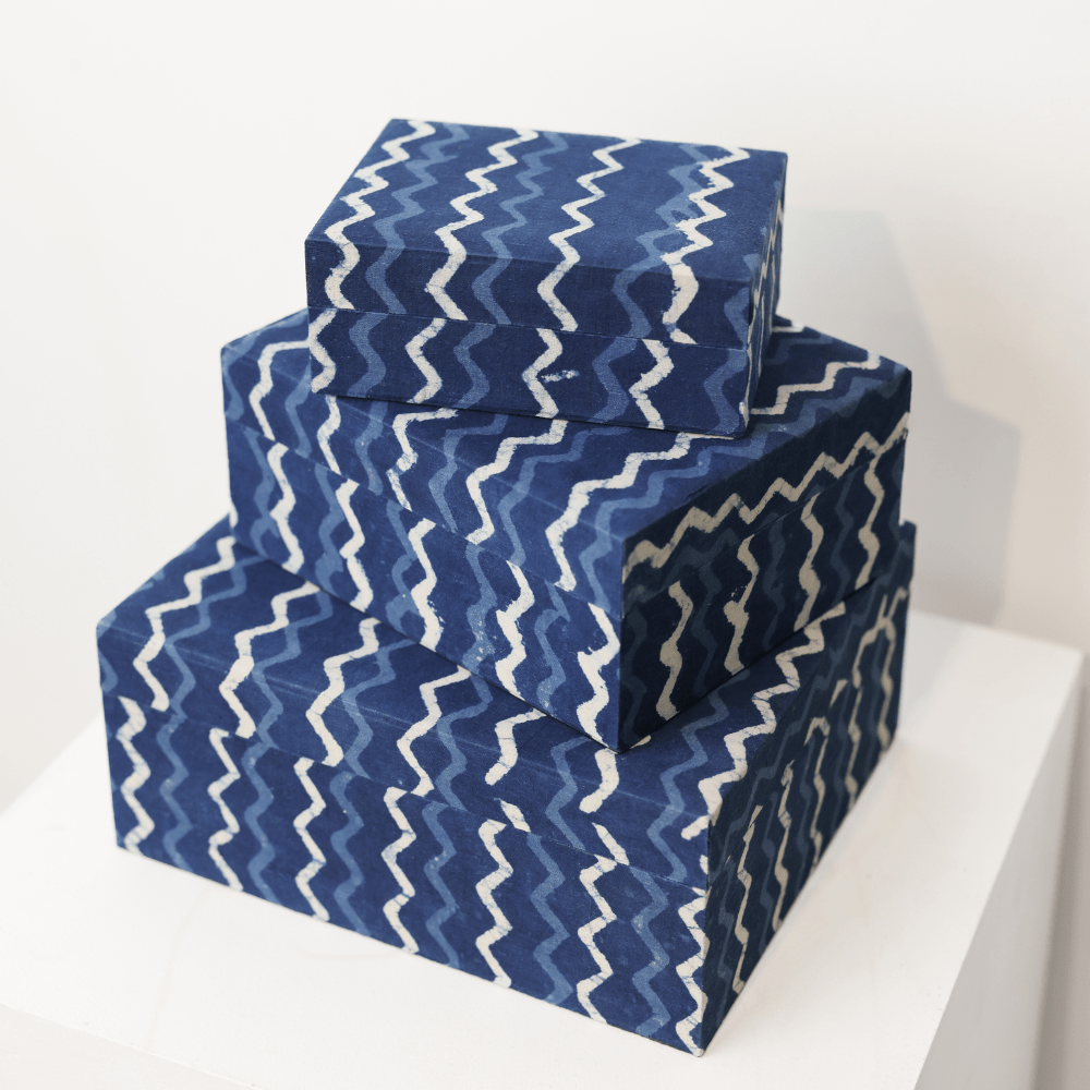 Bandhini Design House IKAT BOX 009 BLUE SET OF 3