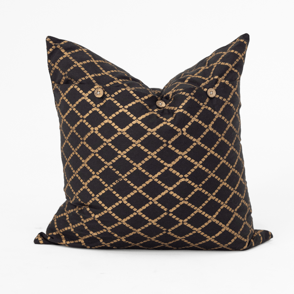 Bandhini Design House Intermeshed Natural Black Lounge Cushion 55 x 55cm