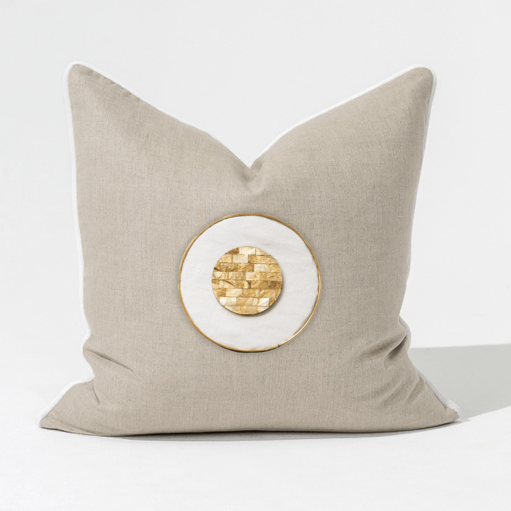 Bandhini Design House Lounge Cushion Caramel Mother of Pearl Natural & White Lounge Cushion 55 x 55cm