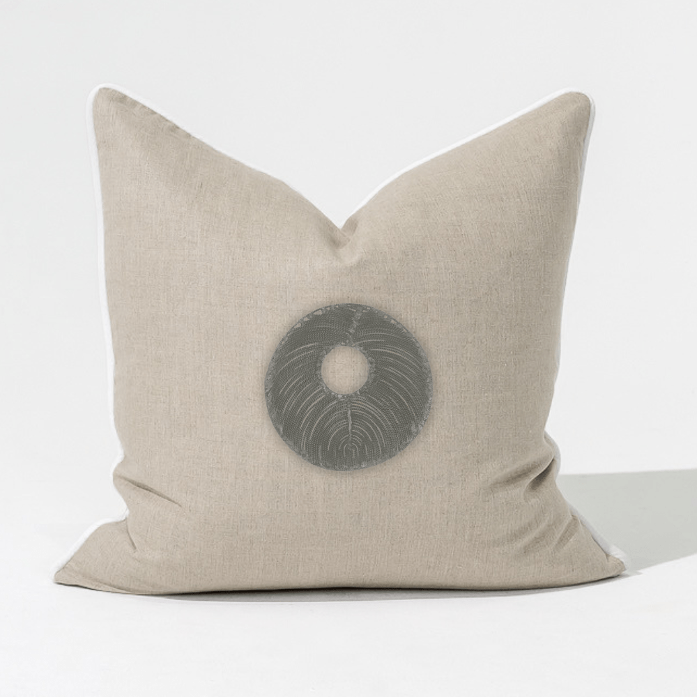 Bandhini Design House Lounge Cushion Disc Silver Natural & White Lounge Cushion 55 x 55cm