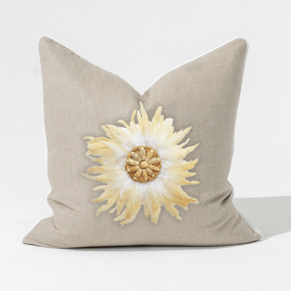 Bandhini Design House Lounge Cushion Feather Shell White Juju Natural & White Lounge Cushion 55 x 55cm