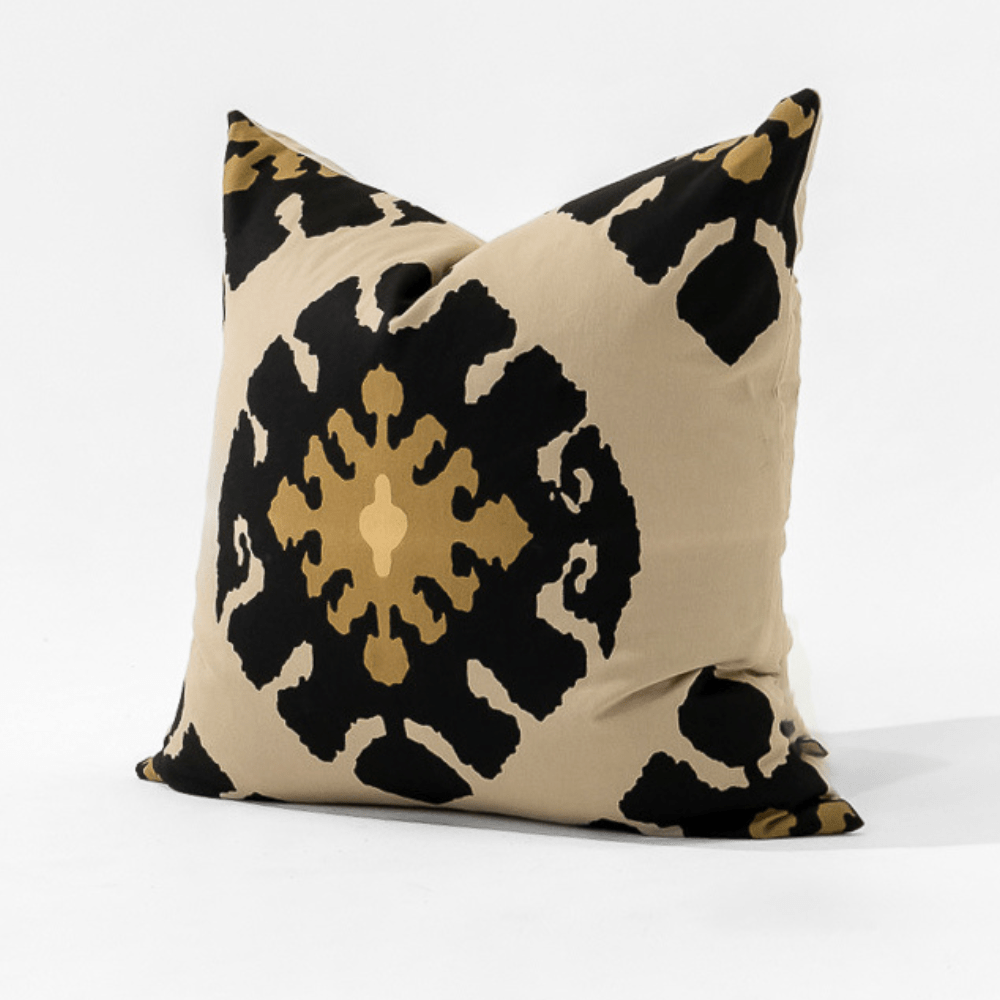 Bandhini Design House Lounge Cushion Inner Ikat Black Lounge Cushion 55 x 55cm