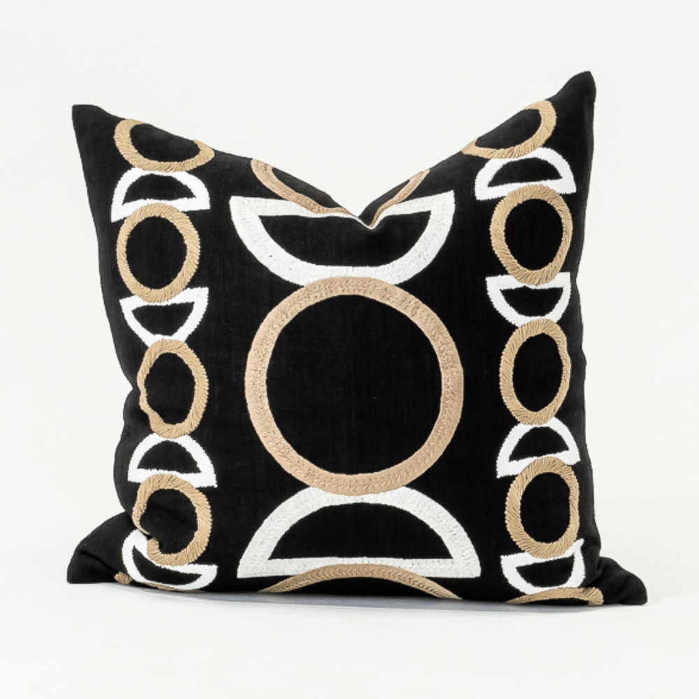 Bandhini Design House Lounge Cushion Inter Gem Embroidery Black Lounge Cushion 55 x 55cm