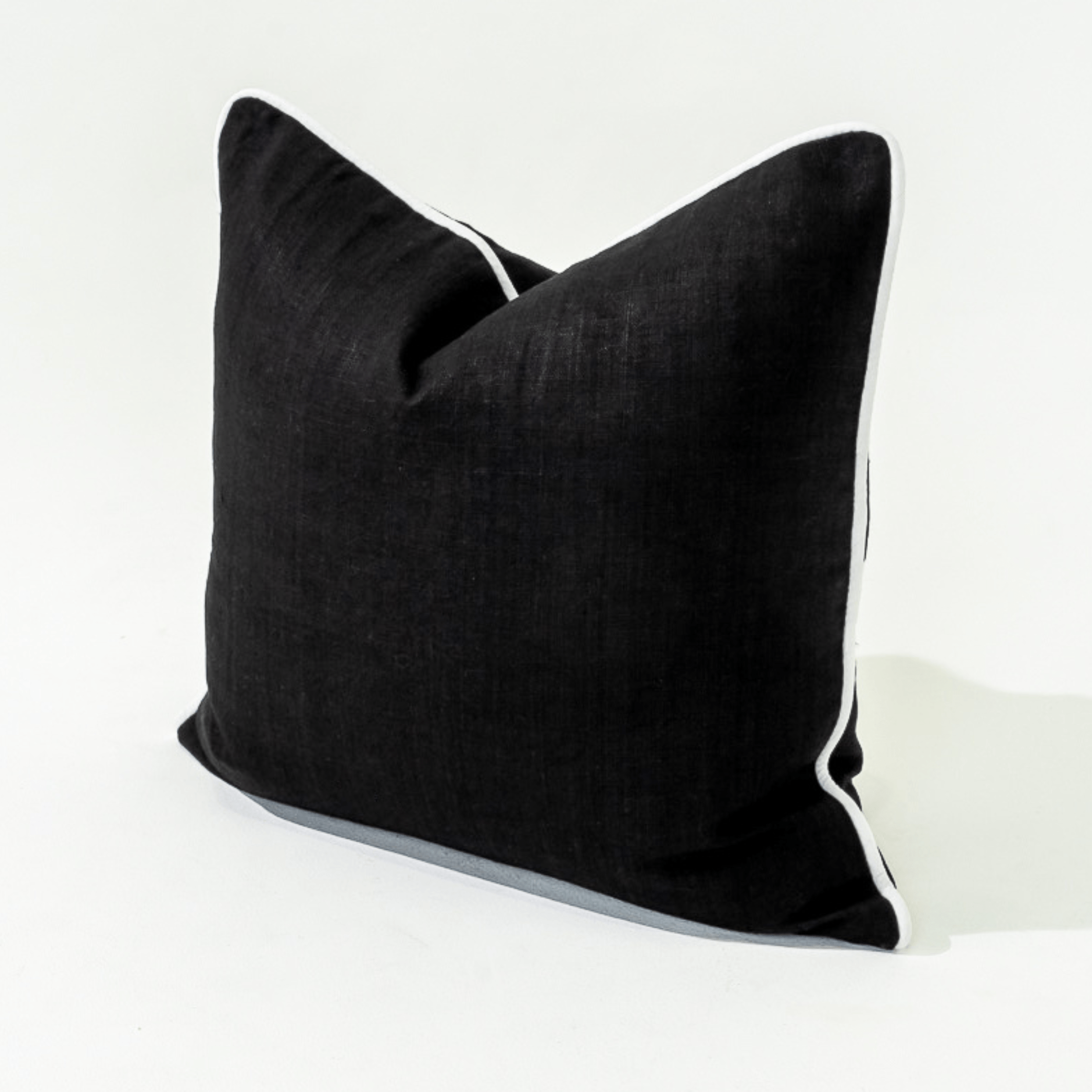 Bandhini Design House Lounge Cushion Linen Piped Black & White Lounge Cushion 55 x 55cm