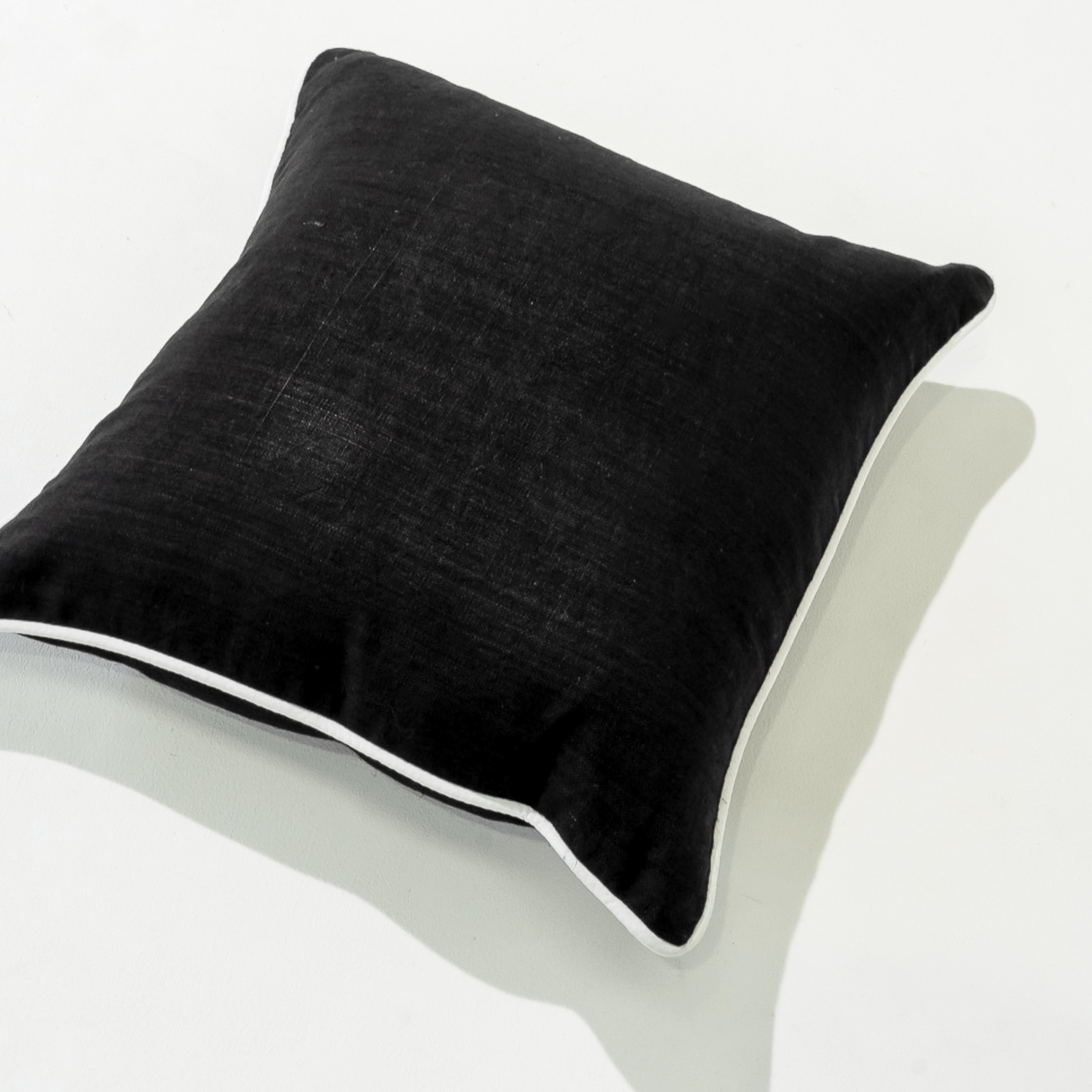 Bandhini Design House Lounge Cushion Linen Piped Black & White Lounge Cushion 55 x 55cm