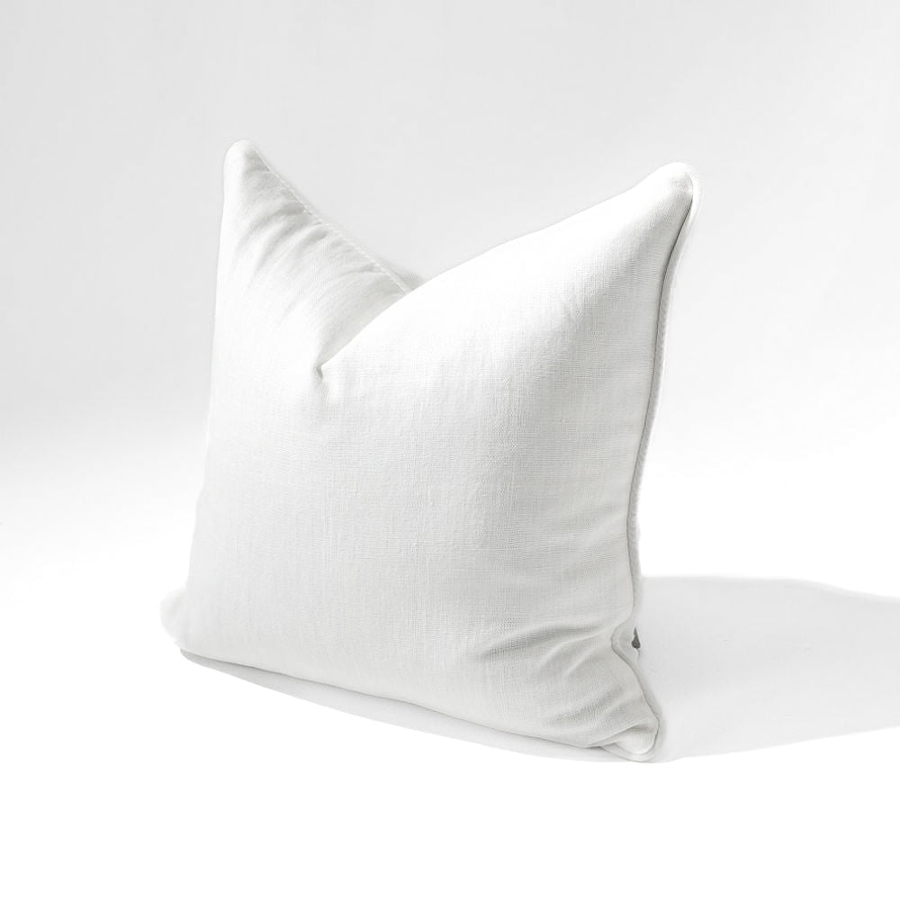 Bandhini Design House Lounge Cushion Linen Piped White & White Lounge Cushion 55 x 55cm