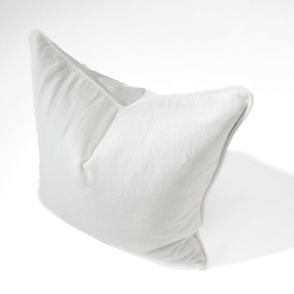 Bandhini Design House Lounge Cushion Linen Piped White & White Lounge Cushion 55 x 55cm