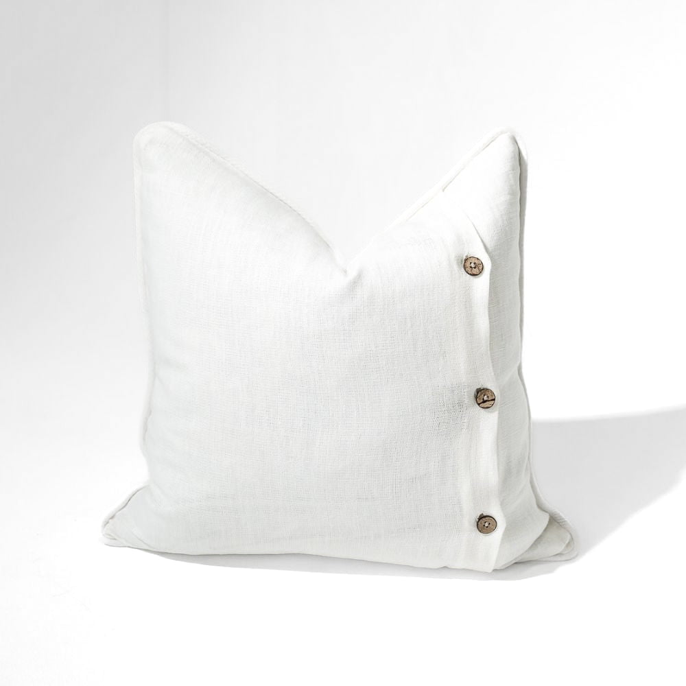 Bandhini Design House Lounge Cushion Linen Piped White & White Lounge Cushion 55 x 55cm