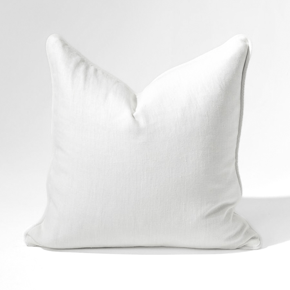 Bandhini Design House Lounge Cushion Linen Piped White & White Lounge Cushion 55 x 55cm