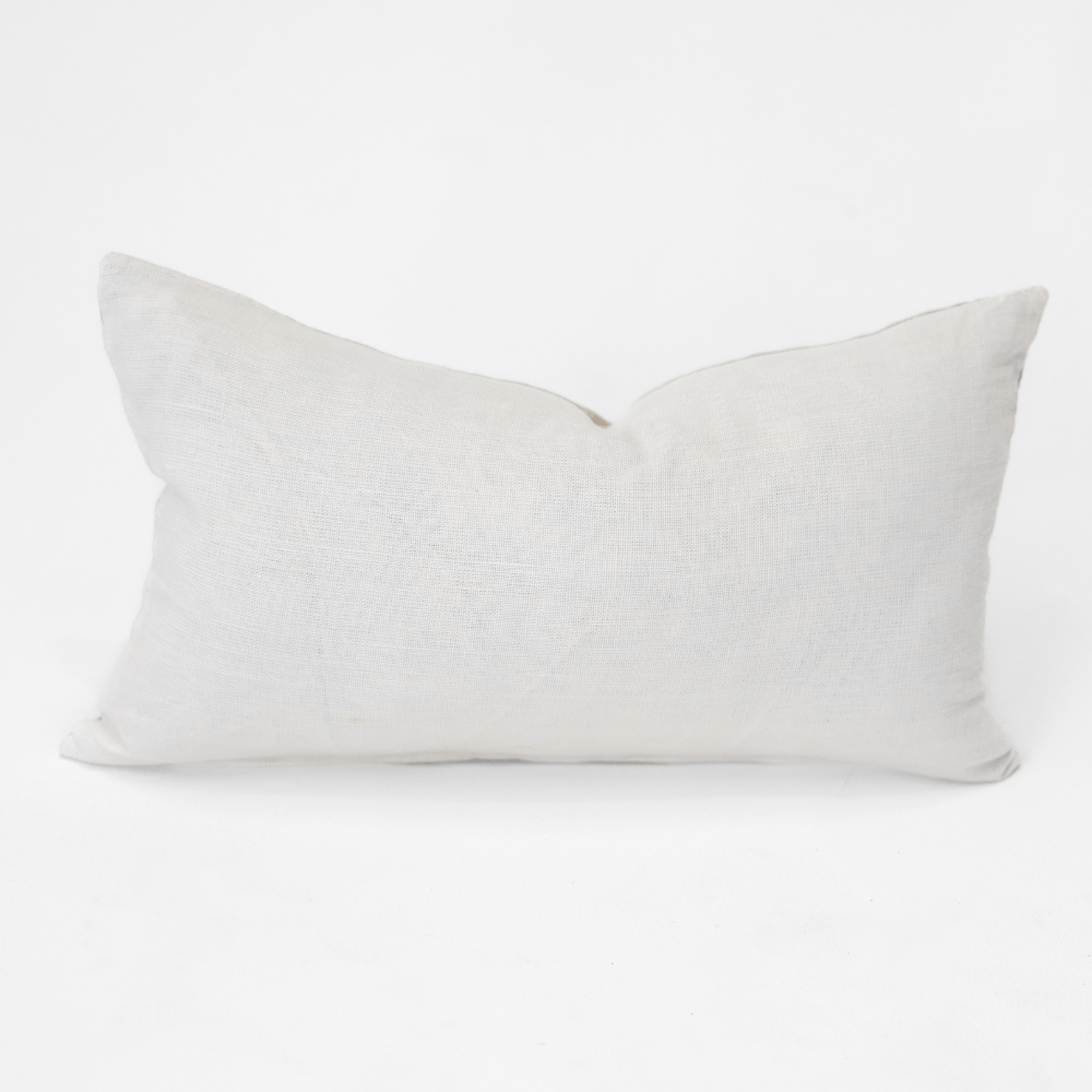 Bandhini Design House Lounge Cushion Linens Reversible White & Natural Lumbar Cushion 35 x 55cm