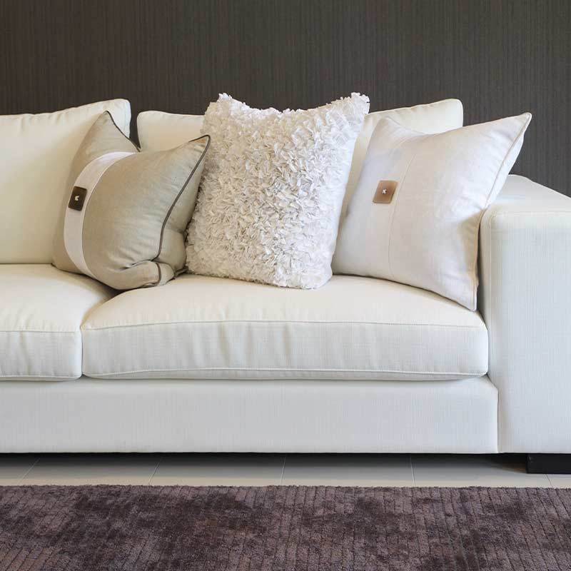 Bandhini Design House Lounge Cushion Outdoor Horn Button Natural & White Lumbar Cushion 35 x 53cm