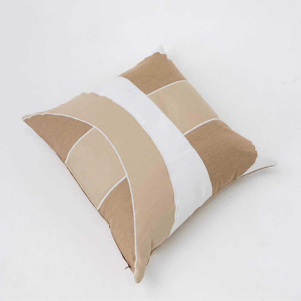 Bandhini Design House Lounge Cushion Outdoor Inter Gem Applique Natural Lounge Cushion 55 x 55cm