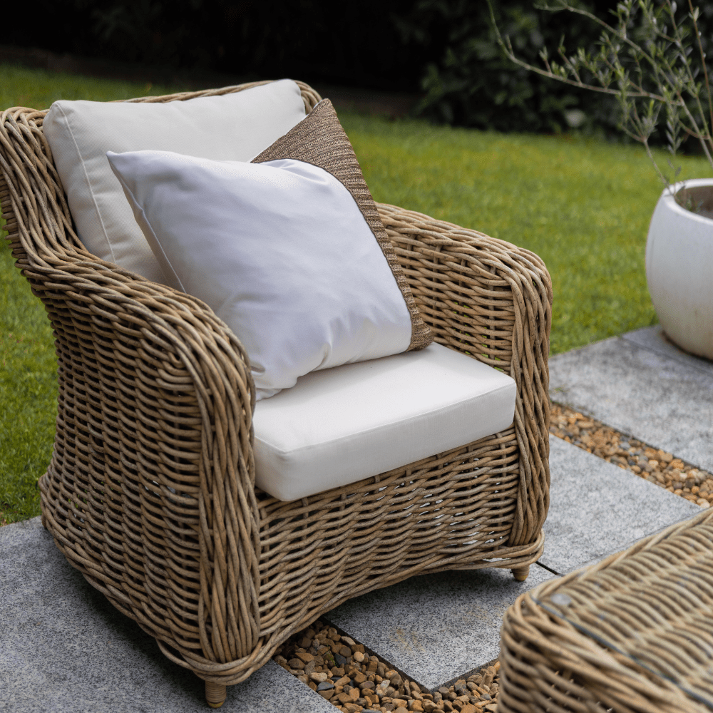 Bandhini Design House Lounge Cushion Outdoor Raffia Angles White & Chocolate Lounge Cushion 55 x 55cm