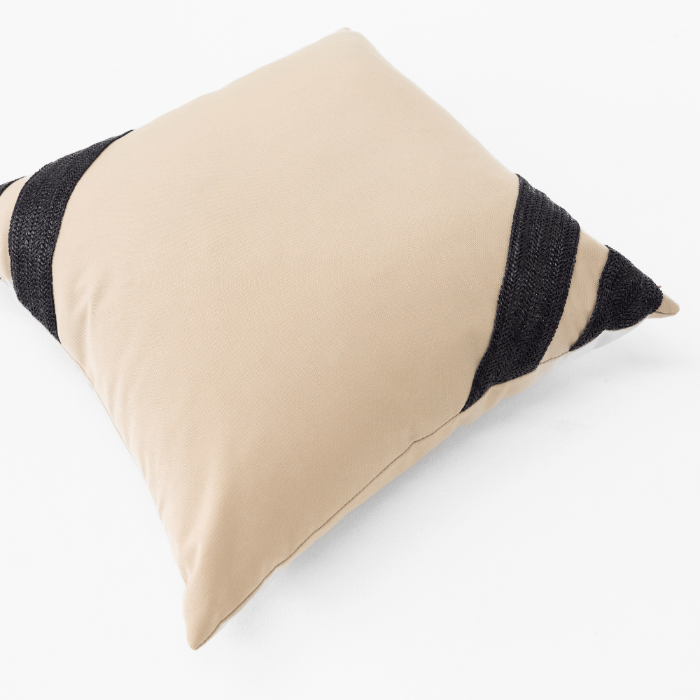 Bandhini Design House Lounge Cushion Outdoor Raffia Corner Stripe Lounge Cushion 55 x 55cm