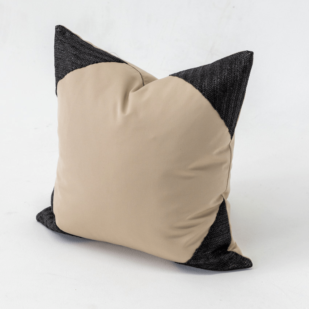 Bandhini Design House Lounge Cushion Outdoor Raffia Corners Black & Natural Lounge 55 x 55cm