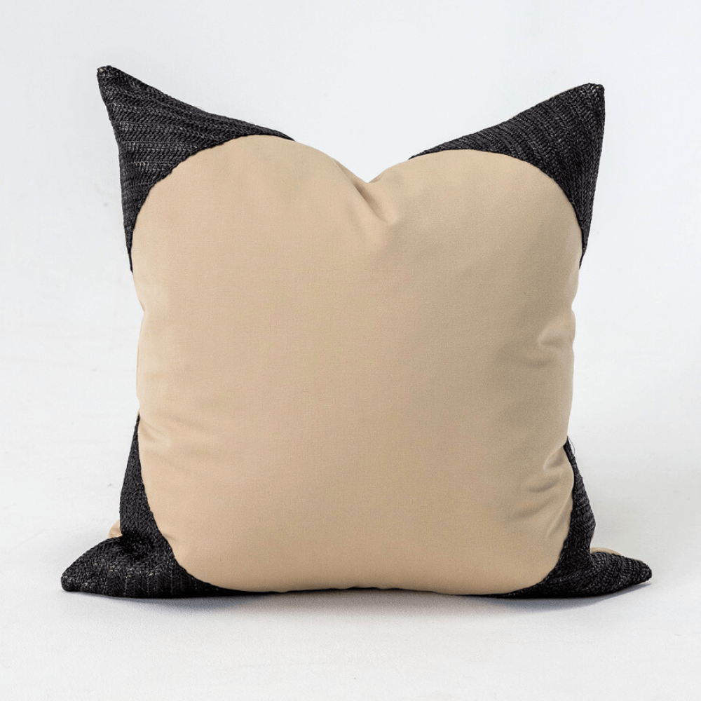 Bandhini Design House Lounge Cushion Outdoor Raffia Corners Black & Natural Lounge 55 x 55cm