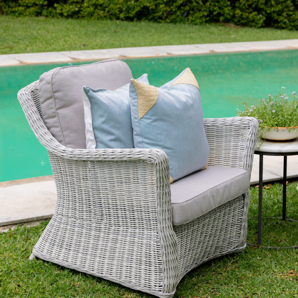 Bandhini Design House Lounge Cushion Outdoor Raffia Corners Cloud & Natural Lounge Cushion 55 x 55cm