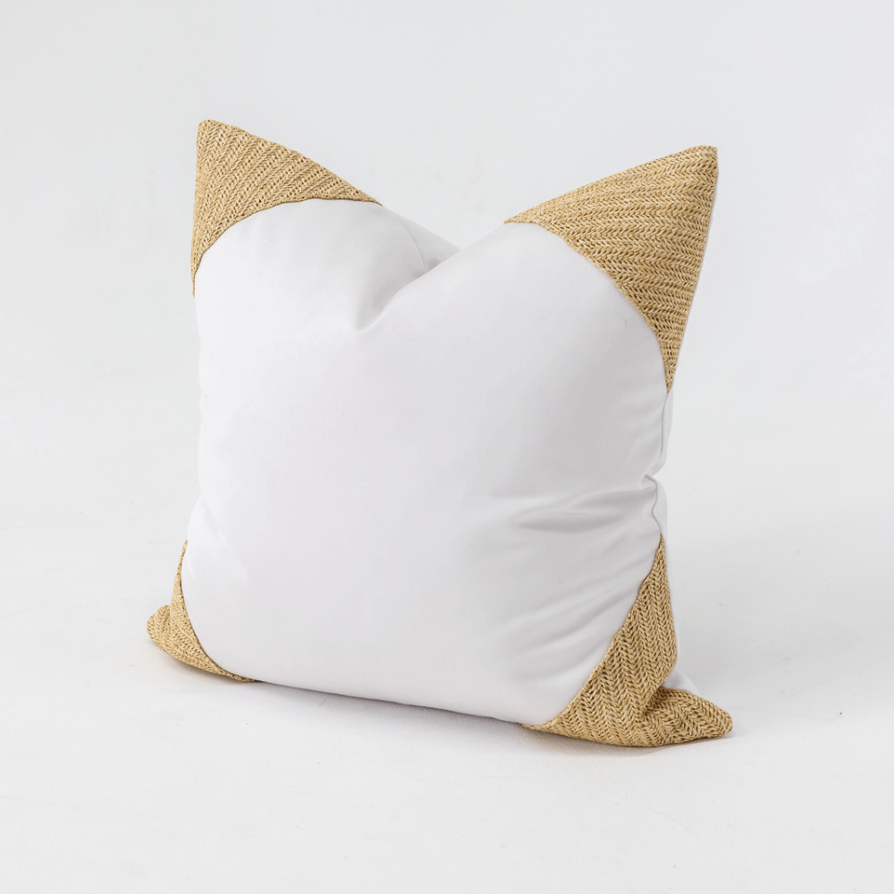 Bandhini Design House Lounge Cushion Outdoor Raffia Corners White & Natural Lounge 55 x 55cm