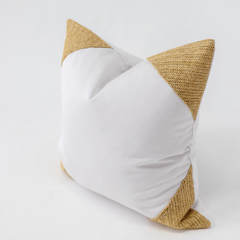 Bandhini Design House Lounge Cushion Outdoor Raffia Corners White & Natural Lounge 55 x 55cm