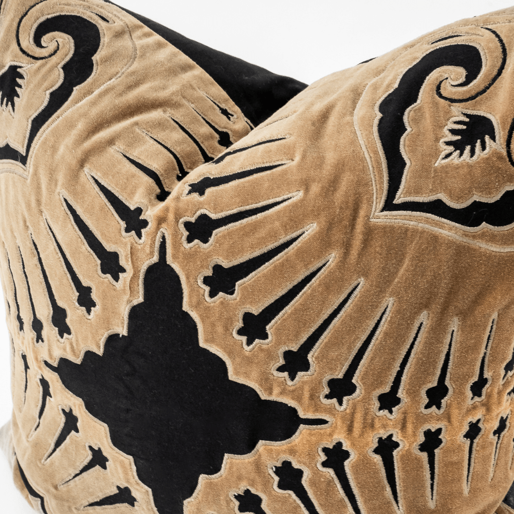 Bandhini Design House Lounge Cushion Roman Applique Velvet Black Lounge Cushion 55 x 55cm