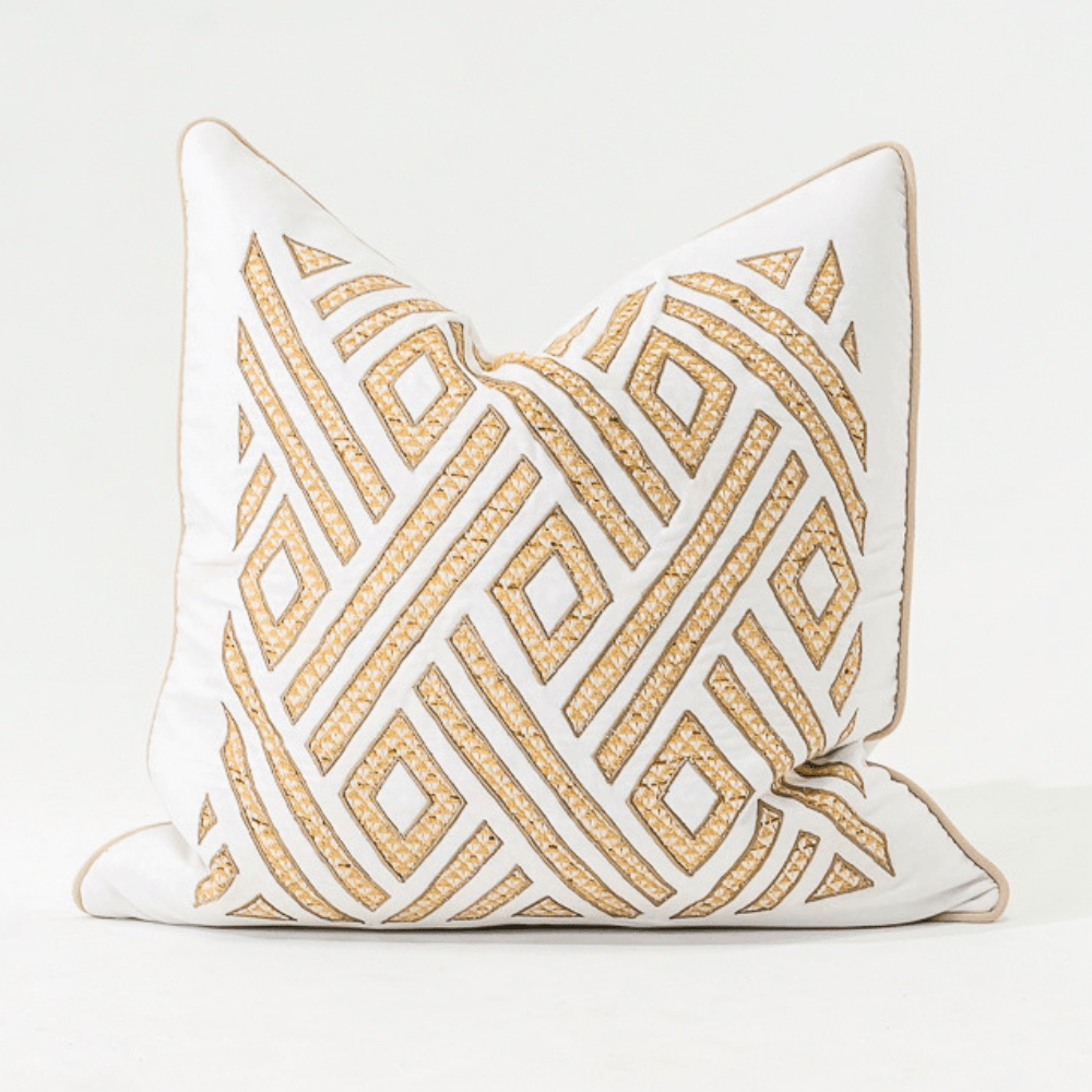 Bandhini Design House Lounge Cushion Shoowa Panel White Lounge Cushion 55 x 55cm