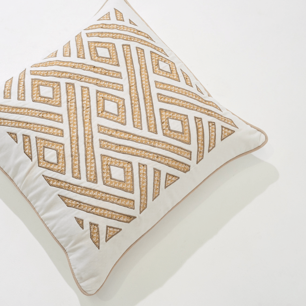 Bandhini Design House Lounge Cushion Shoowa Panel White Lounge Cushion 55 x 55cm