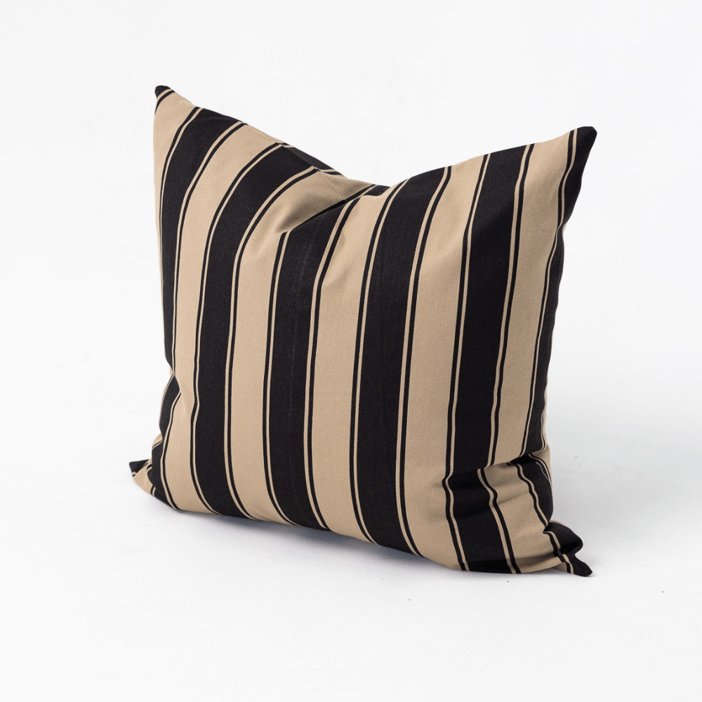 Bandhini Design House Lounge Cushion Ticking Stripe Rye Black & Beige Lounge Cushion 55 x 55cm