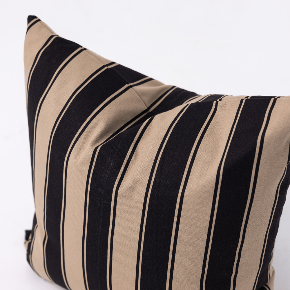 Bandhini Design House Lounge Cushion Ticking Stripe Rye Black & Beige Lounge Cushion 55 x 55cm