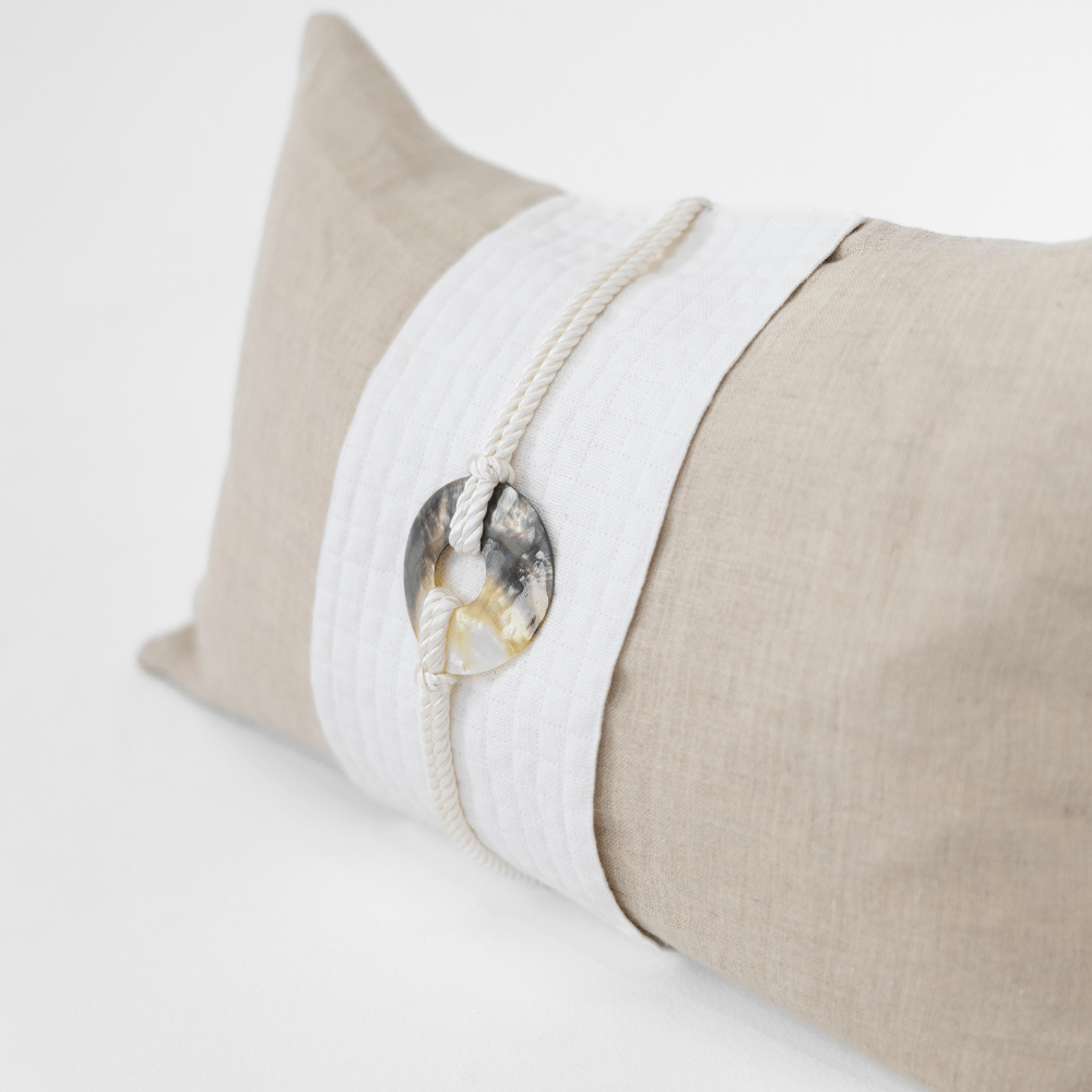 Bandhini Design House Lumber Cushion Shell Sash Linen Natural Lumbar Cushion 35 x 53cm