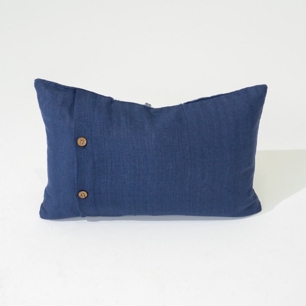 Bandhini Design House Lumber Cushion Shell Sash Linen Navy Lumbar Cushion 35 x 53cm