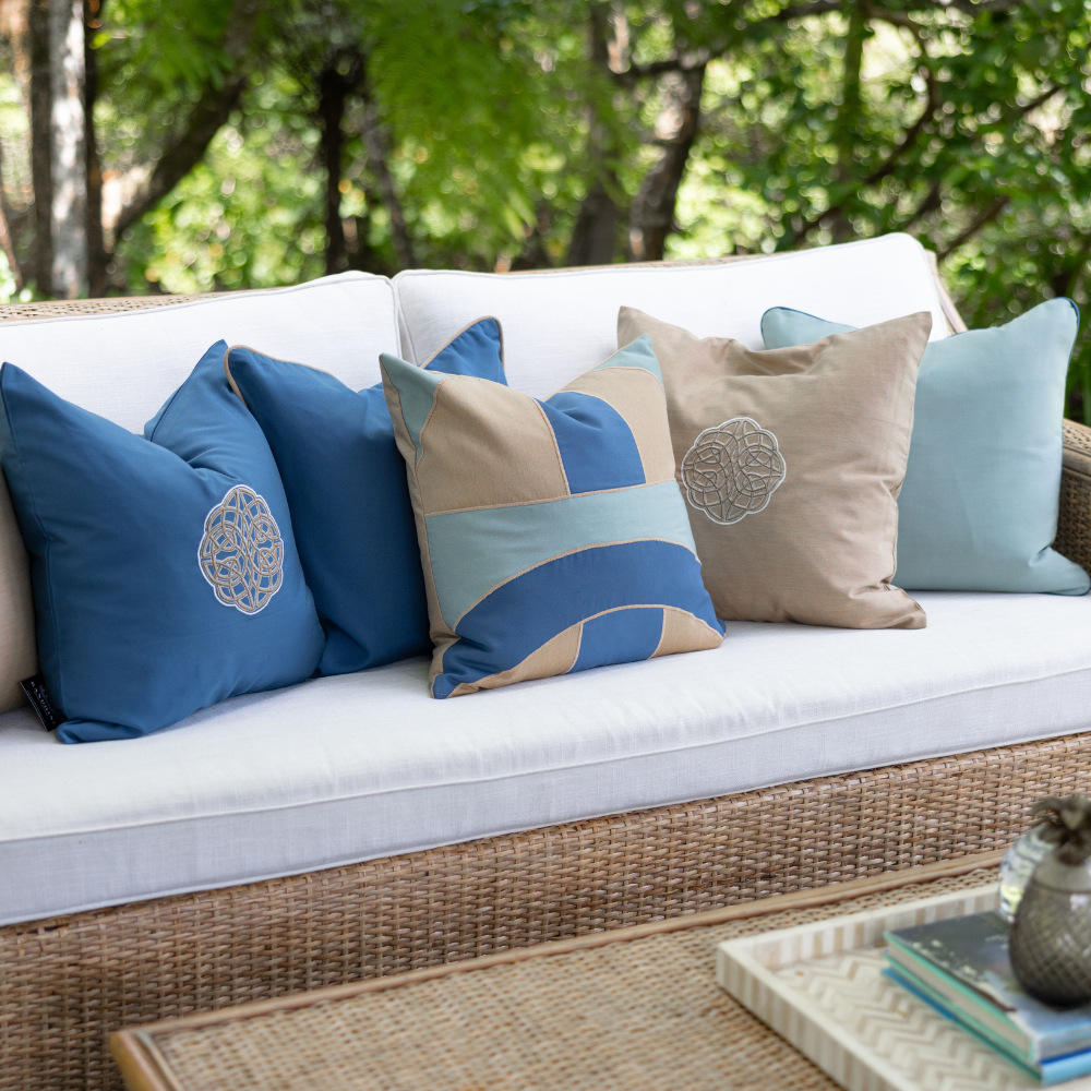 Bandhini Design House Outdoor Cushion Outdoor Celtic Knot Blue Lounge Cushion 55 x 55cm