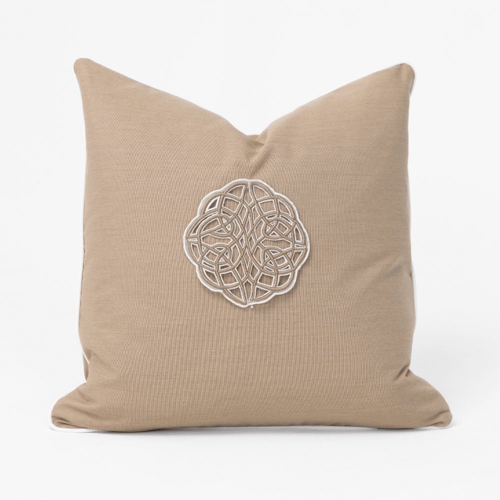 Bandhini Design House Outdoor Cushion Outdoor Celtic Knot Heather Beige Lounge Cushion 55 x 55cm