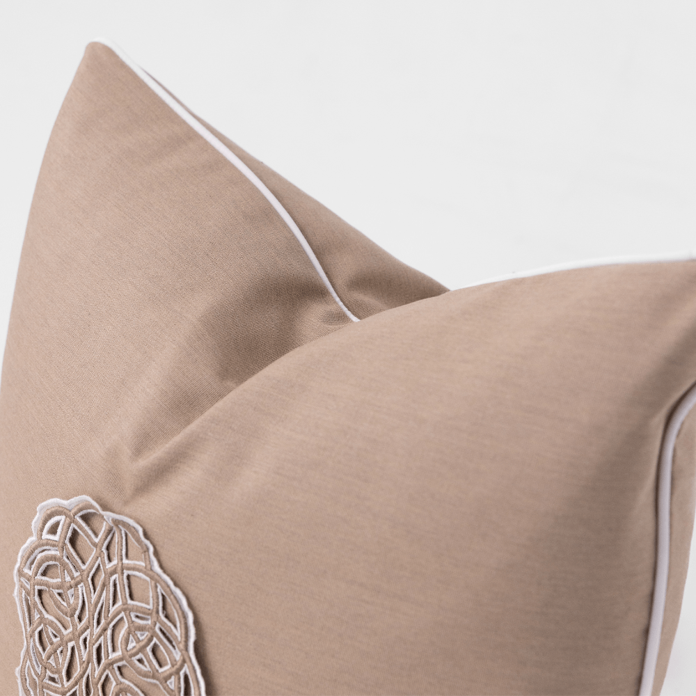 Bandhini Design House Outdoor Cushion Outdoor Celtic Knot Heather Beige Lounge Cushion 55 x 55cm