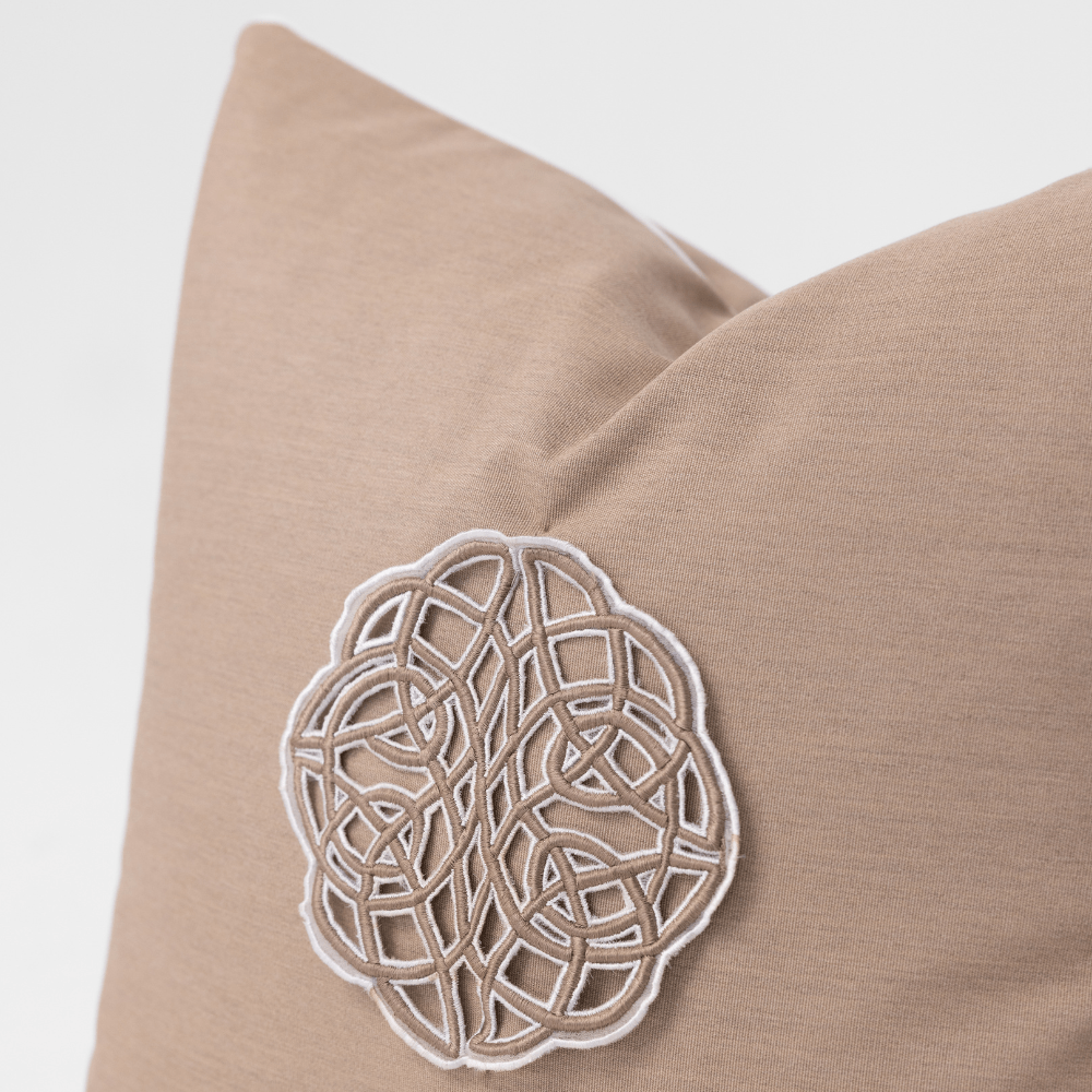 Bandhini Design House Outdoor Cushion Outdoor Celtic Knot Heather Beige Lounge Cushion 55 x 55cm