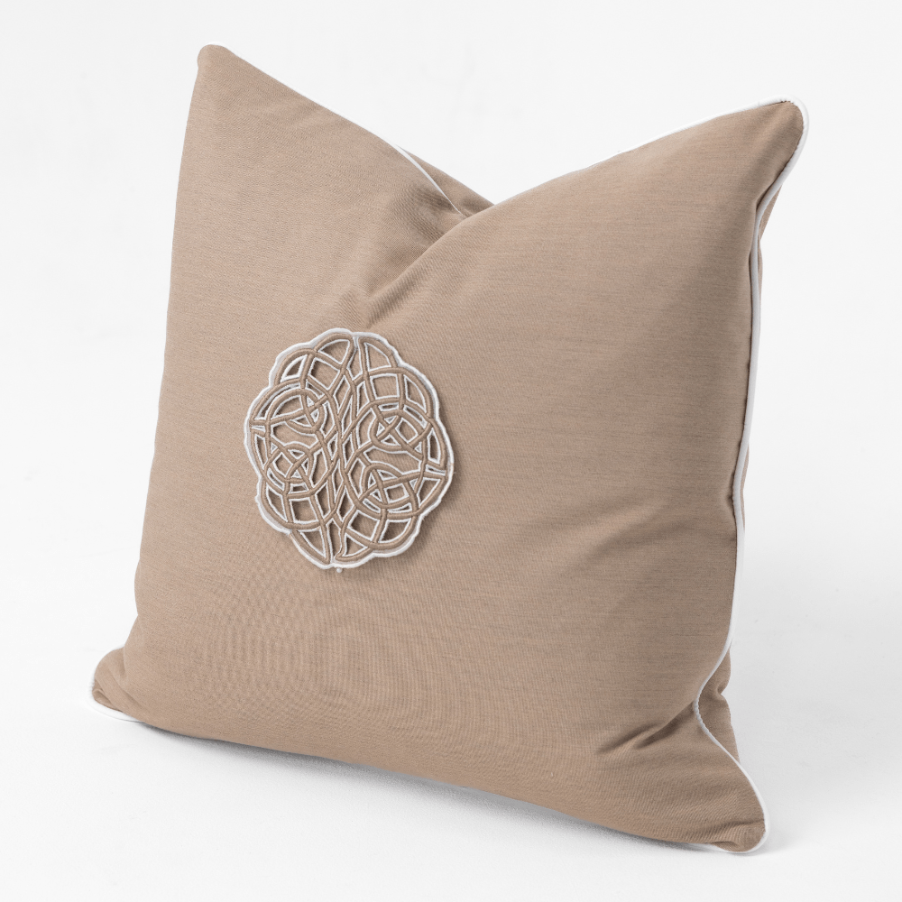 Bandhini Design House Outdoor Cushion Outdoor Celtic Knot Heather Beige Lounge Cushion 55 x 55cm