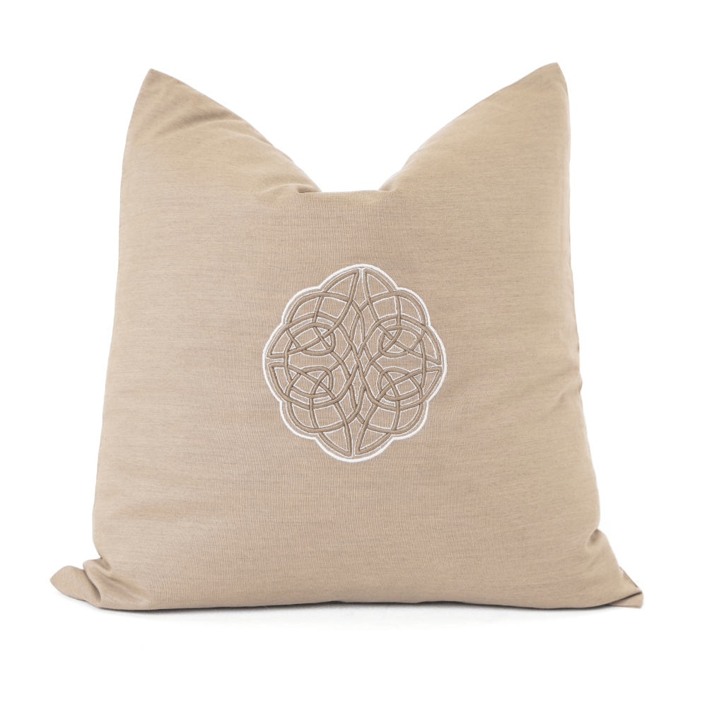 Bandhini Design House Outdoor Cushion Outdoor Celtic Knot Heather Beige Lounge Cushion 55 x 55cm