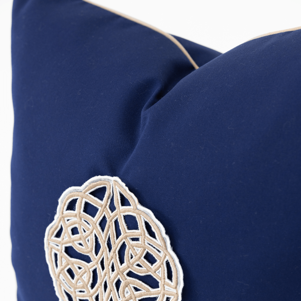 Bandhini Design House Outdoor Cushion Outdoor Celtic Knot Navy Lounge Cushion 55 x 55cm