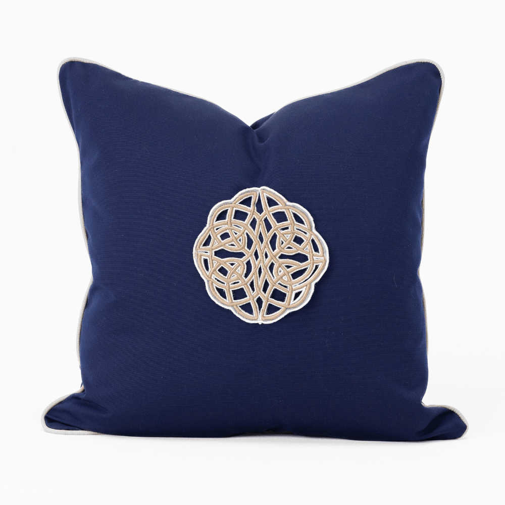 Bandhini Design House Outdoor Cushion Outdoor Celtic Knot Navy Lounge Cushion 55 x 55cm