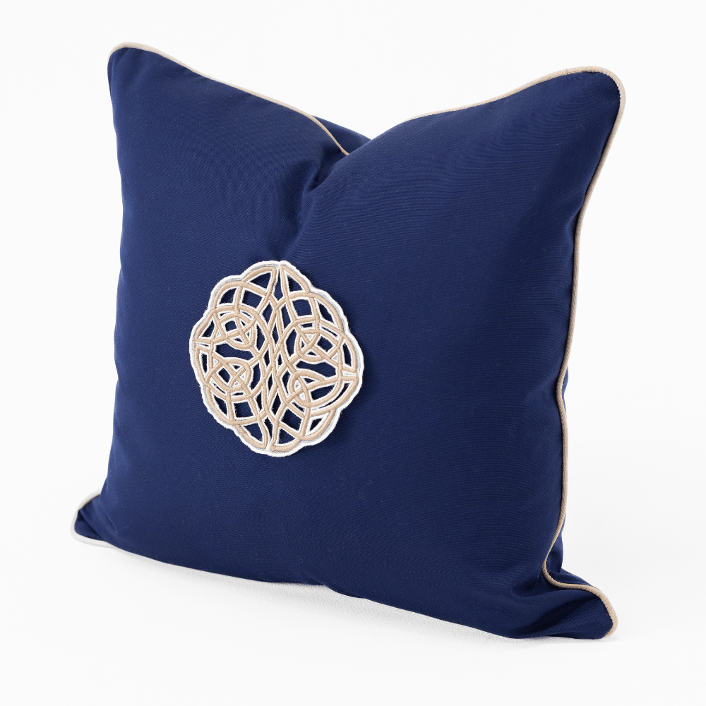 Bandhini Design House Outdoor Cushion Outdoor Celtic Knot Navy Lounge Cushion 55 x 55cm