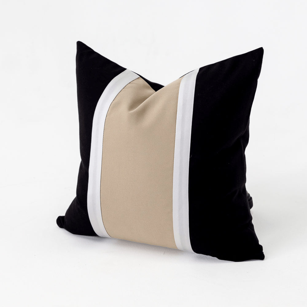 Outdoor Nautical Regent Black Natural Medium Cushion 50 x 50cm