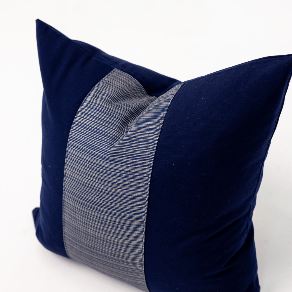 Bandhini Design House Outdoor Cushion Outdoor Nautical Navy Stripe Sash Medium Cushion 50 x 50cm