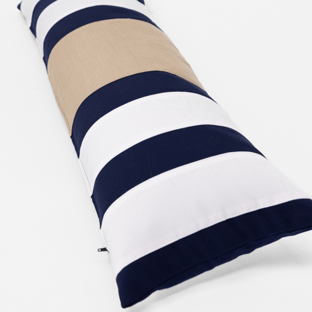 Bandhini Design House Outdoor Cushion Outdoor Nautical Regent Stripe Navy Long Lumbar Cushion 35 x 90cm