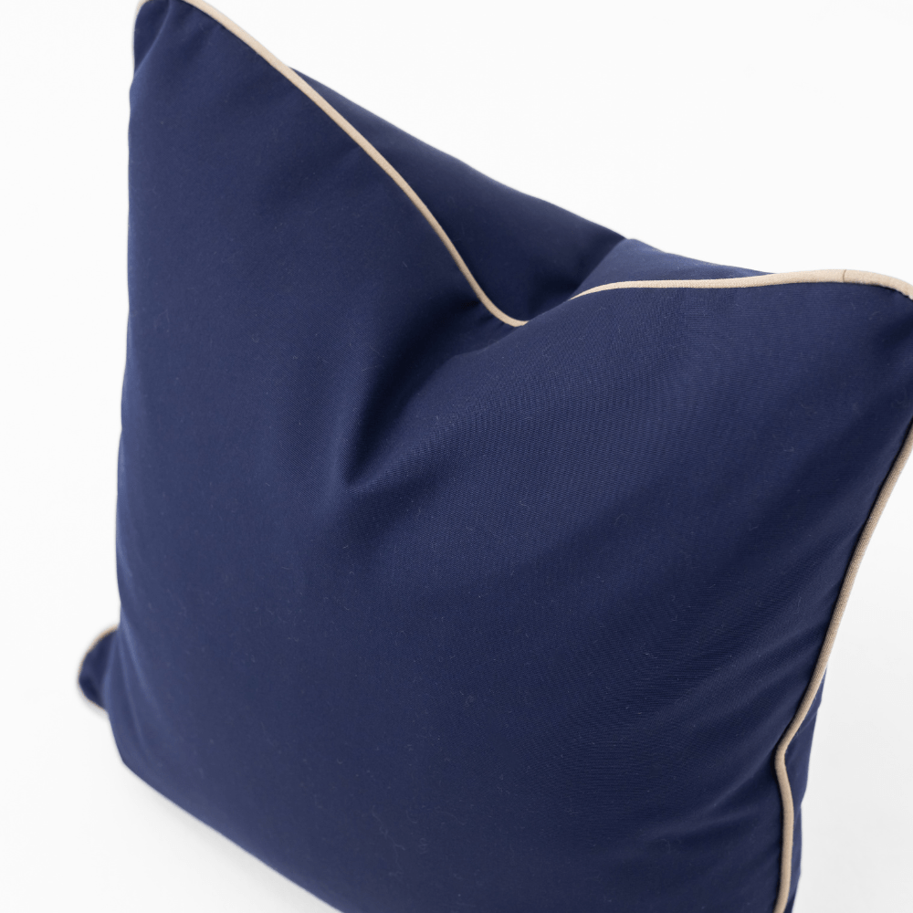 Bandhini Design House Outdoor Cushion Outdoor Piped Navy & Beige Lounge Cushion 55 x 55cm