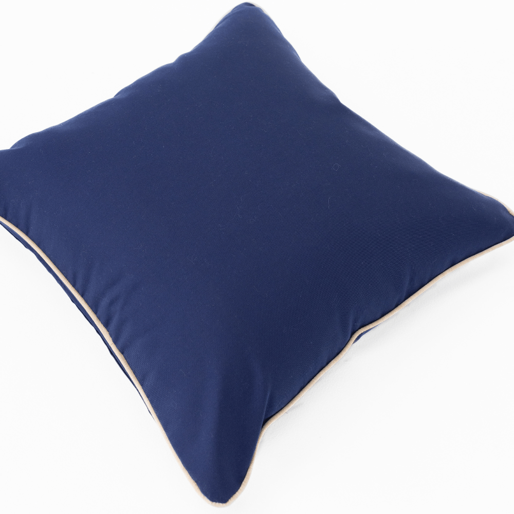 Bandhini Design House Outdoor Cushion Outdoor Piped Navy & Beige Lounge Cushion 55 x 55cm