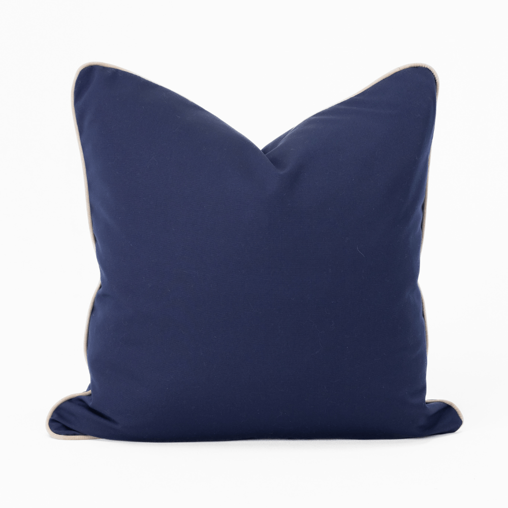 Bandhini Design House Outdoor Cushion Outdoor Piped Navy & Beige Lounge Cushion 55 x 55cm