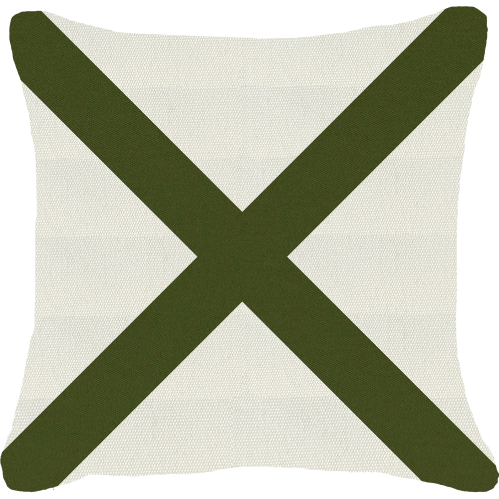 Bandhini Design House Outdoor Cushion White and Green Outdoor Nautical Victor Lounge Cushion 55 x 55cm