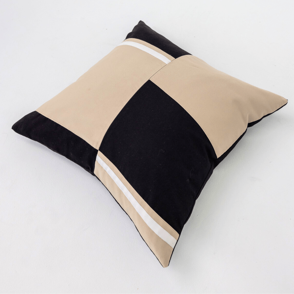 Bandhini Design House Outdoor Outdoor Nautical Uniform Edge Black & Beige Lounge Cushion 55 x 55cm