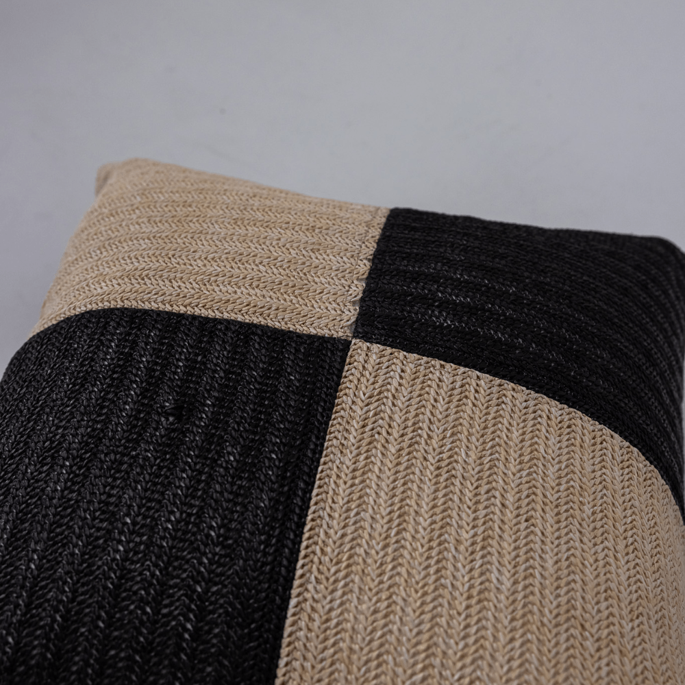 Bandhini Design House Outdoor Outdoor Raffia Squares Black & Natural Lounge 55 x 55cm