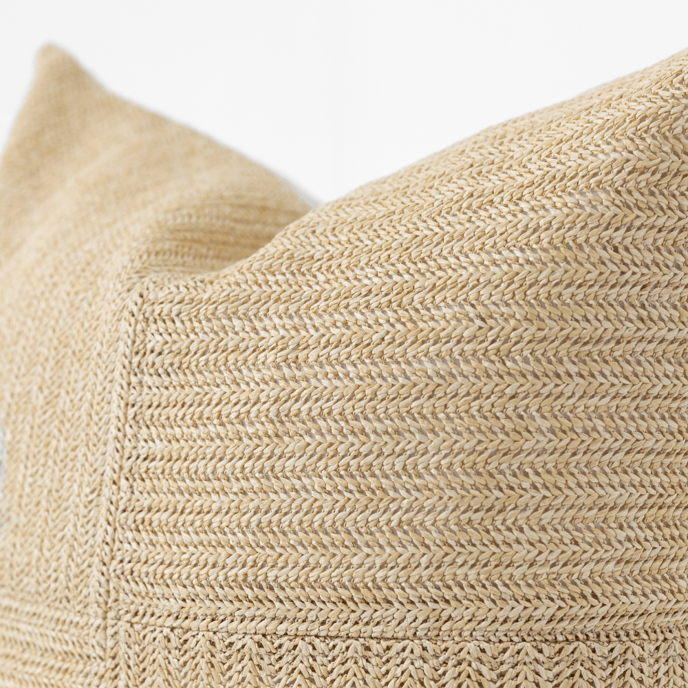 Bandhini Design House Outdoor Raffia Squares Natural Lounge Cushion 55 x 55cm