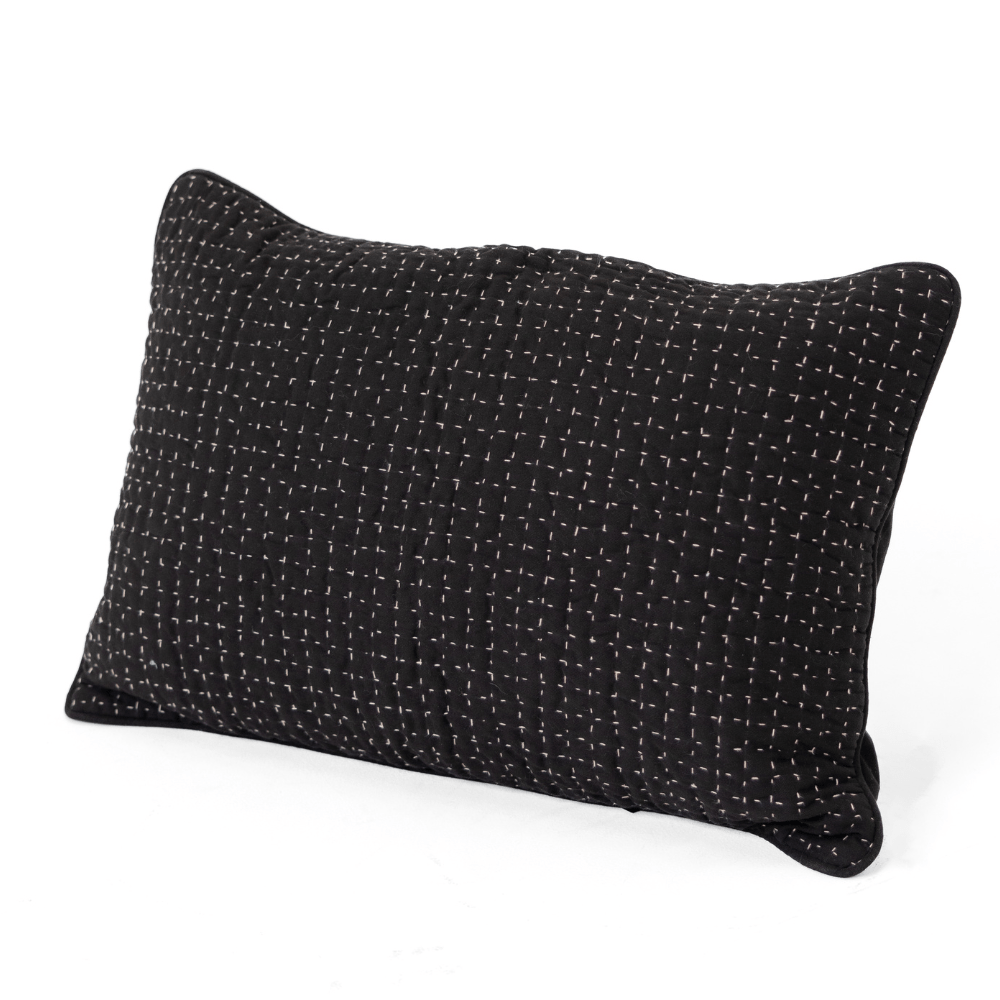 Bandhini Design House Sham Cushion Gudri Stitch Black Sham Cover 46 x 69cm